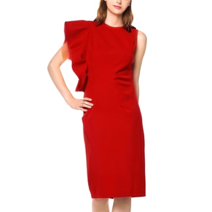 Gracia Unbalanced Ruffle Sleeves Dress